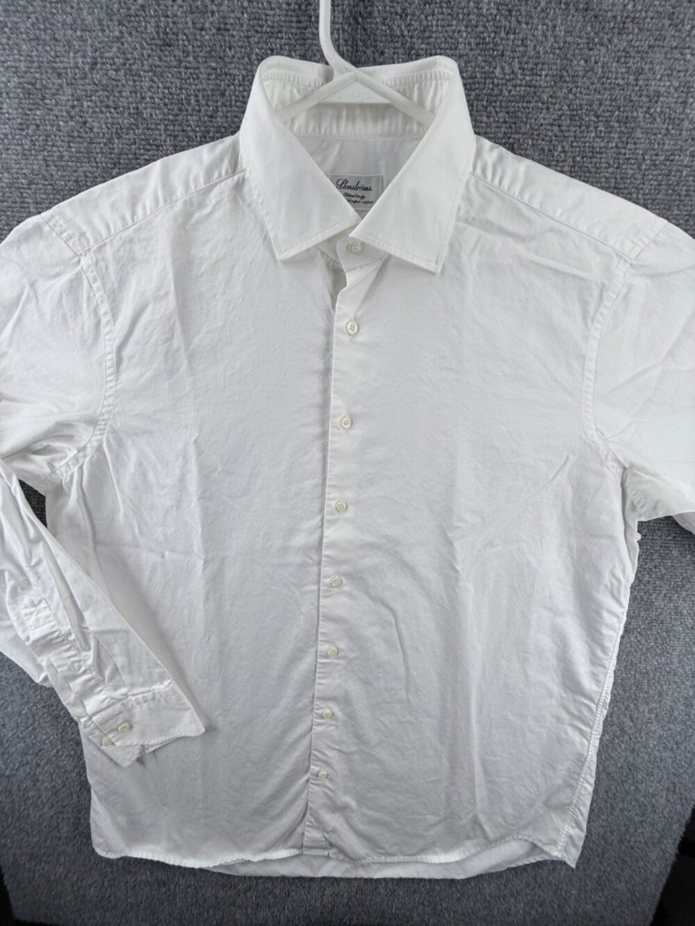 Stenstroms 17 Twofold Super Fitted Body Cotton White Button Up Solid Swedish